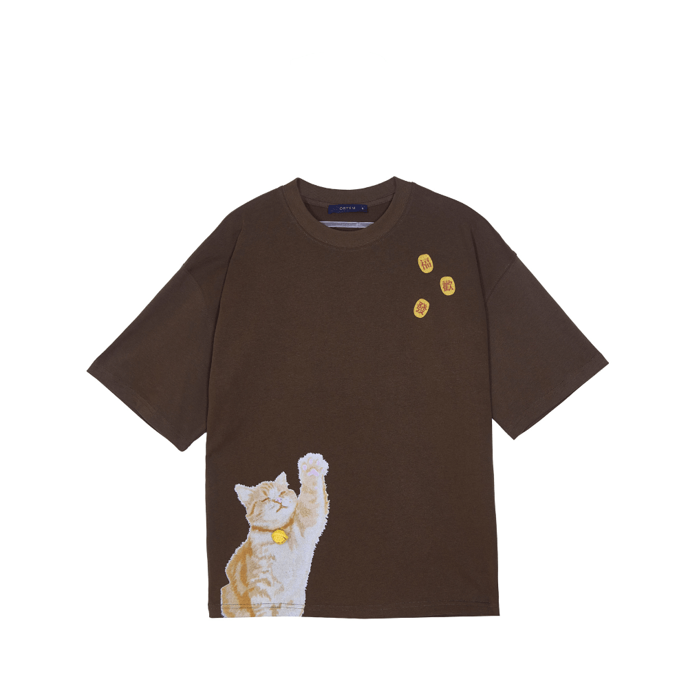 Ortem Cat Print Oversized T-Shirt - Metro Singapore Departmental Store - Celebrating 69 Years in SG