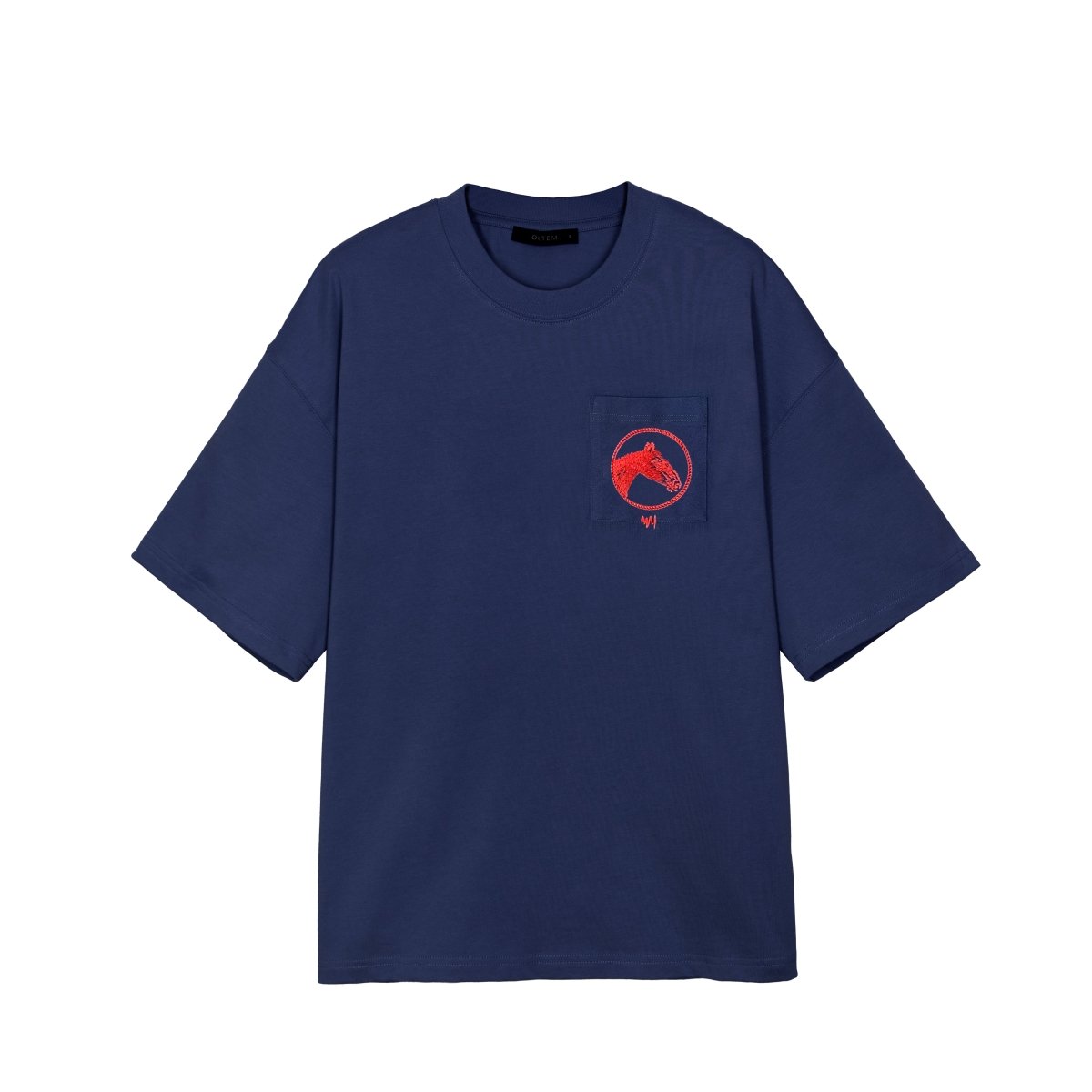 Ortem Horse Embroidery Oversized T-Shirt With Pocket - Metro Singapore Departmental Store - Celebrating 69 Years in SG