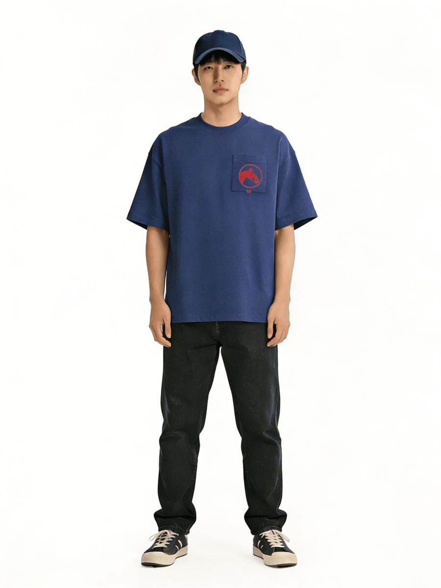 Ortem Horse Embroidery Oversized T-Shirt With Pocket - Metro Singapore Departmental Store - Celebrating 69 Years in SG
