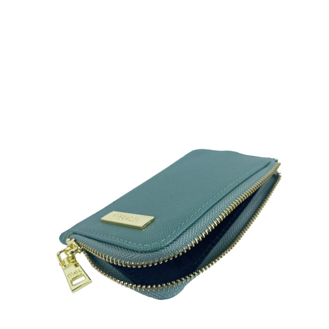 Mel&Co Saffiano Leatherette Zip-Up Lanyard Card Holder