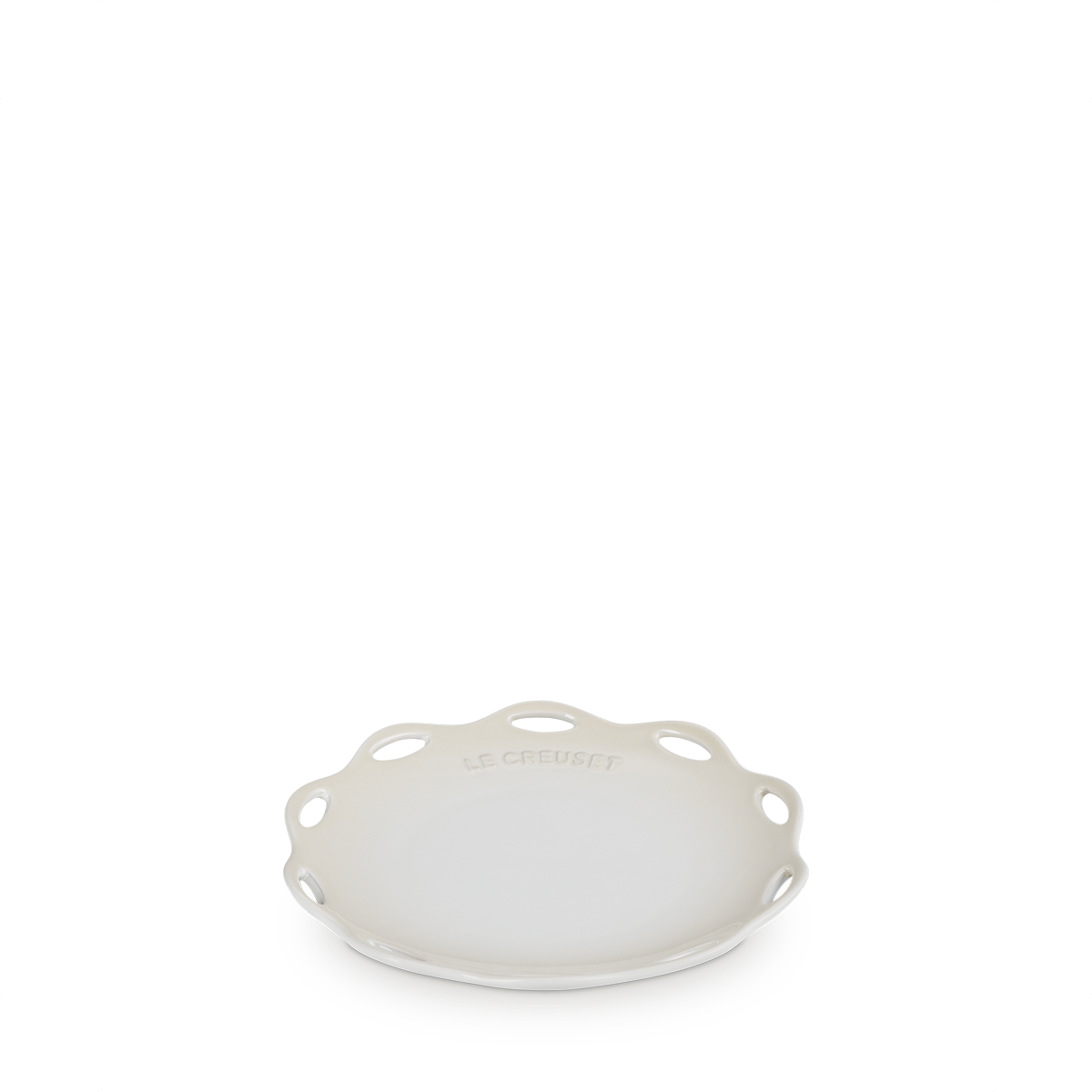 Le Creuset Fleur Lace 19cm Round Plate Meringue - High Grade Type A