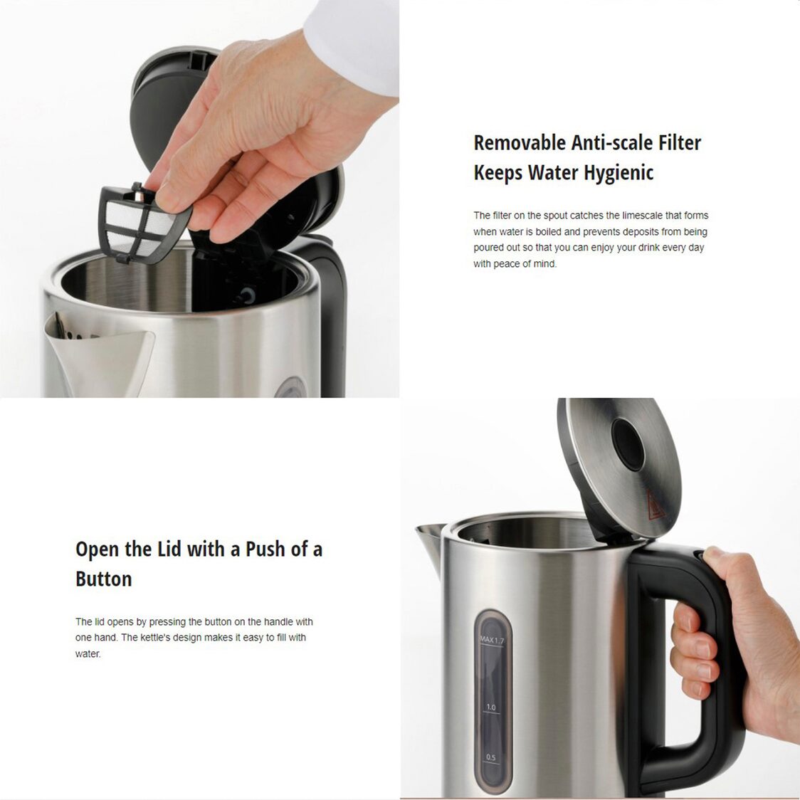 Panasonic Electric Stainless Steel Kettle 1.7L (NC - K301SSH) - Metro Singapore Departmental Store - Celebrating 69 Years in SG