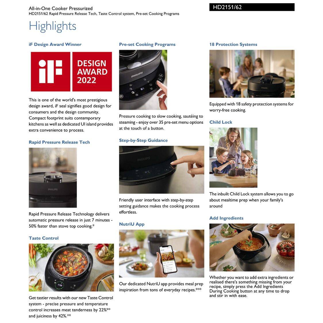 Philips All - In - One Cooker Pressurized 5L 1000W (HD2151/62) - Metro Singapore Departmental Store - Celebrating 69 Years in SG