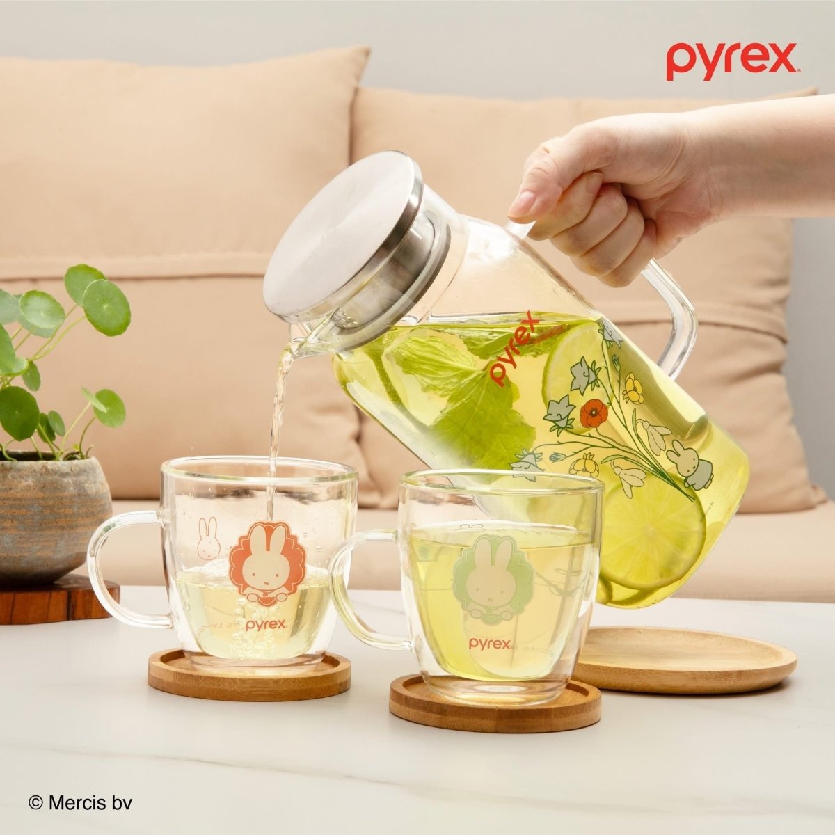Pyrex 2pc Double Wall Glass Mug 250ml - Miffy Floral - Metro Singapore Departmental Store - Celebrating 69 Years in SG