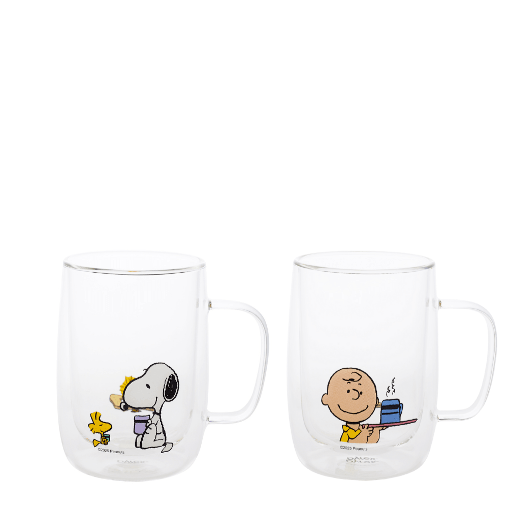 Pyrex 2pc Double Wall Glasses 345ml - Snoopy Brunch - Metro Singapore Departmental Store - Celebrating 69 Years in SG