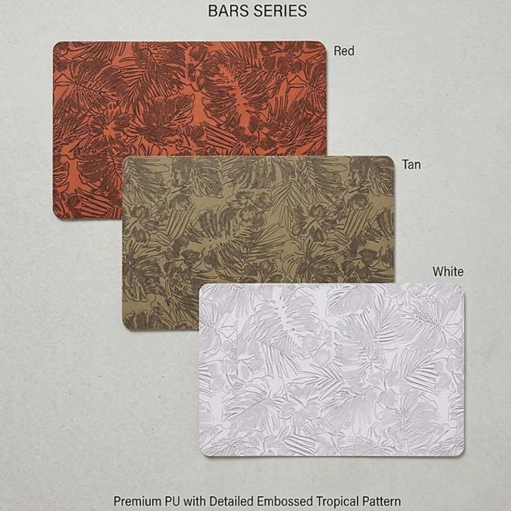 Rapee BARS Embossed PU Placemat – Monstera Leaf Design – 30 x 45 cm – Red - Metro Singapore Departmental Store - Celebrating 69 Years in SG