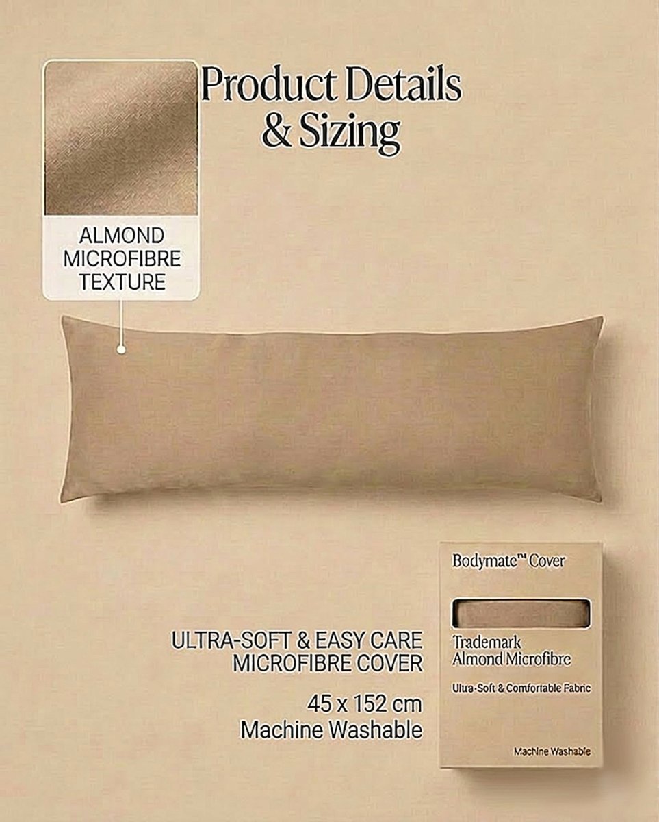 Rapee BodyMate™ Signature Microfibre Body Pillow Cover – 45 x 152 cm – Almond - Metro Singapore Departmental Store - Celebrating 69 Years in SG
