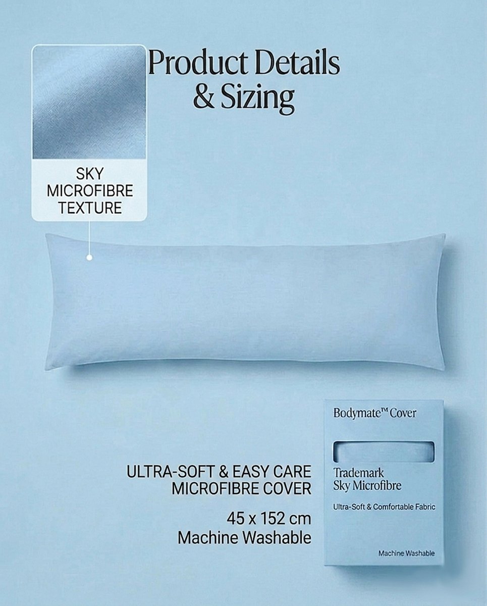 Rapee BodyMate™ Signature Microfibre Body Pillow Cover – 45 x 152 cm – Sky - Metro Singapore Departmental Store - Celebrating 69 Years in SG