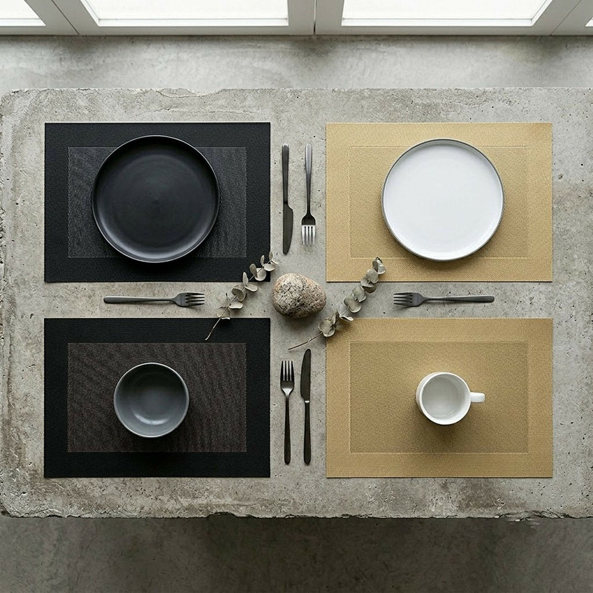 Rapee Border Woven Texilene Placemat – Tone on Tone Border Design – 35 x 47 cm – Black - Metro Singapore Departmental Store - Celebrating 69 Years in SG