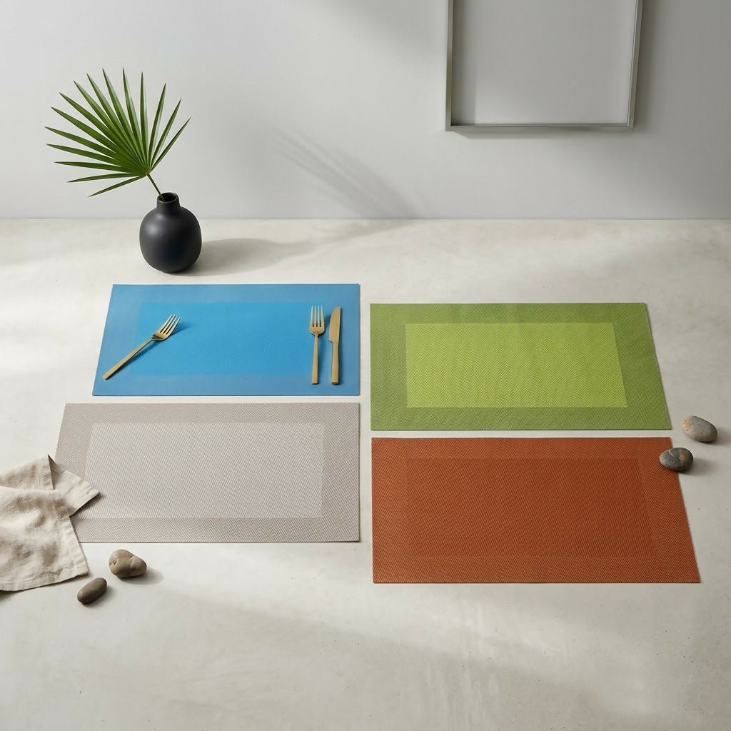Rapee Border Woven Texilene Placemat – Tone on Tone Border Design – 35 x 47 cm – Lime - Metro Singapore Departmental Store - Celebrating 69 Years in SG