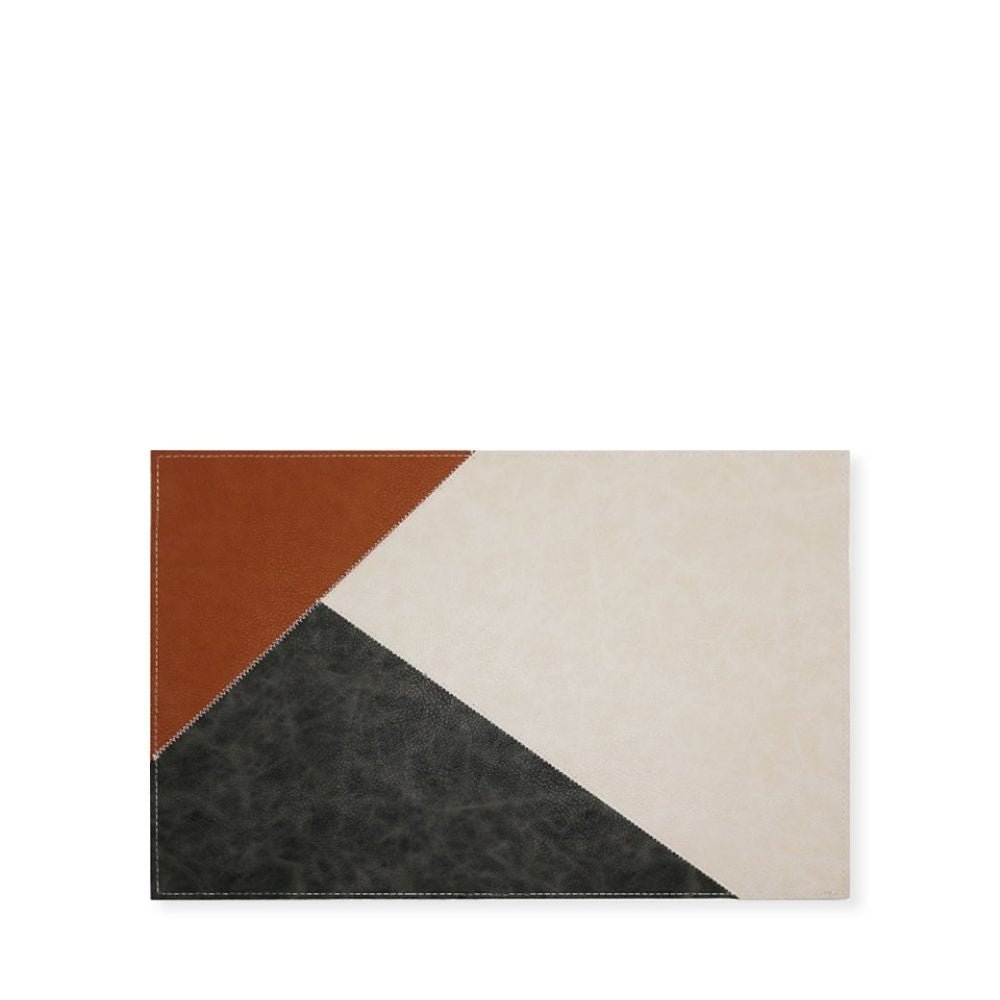 Rapee Cosmo PU Placemat - Geometric Patchwork Design - 30 x 45 cm - Natural - Metro Singapore Departmental Store - Celebrating 69 Years in SG