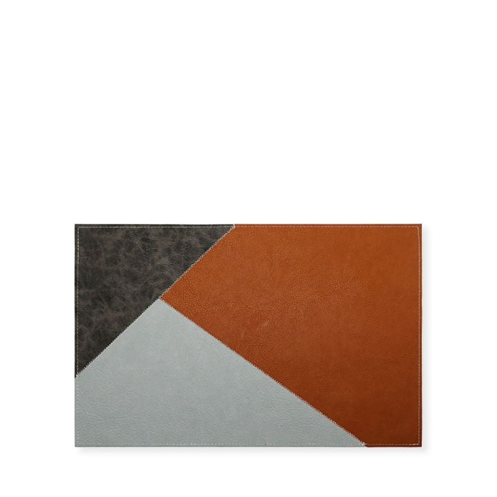 Rapee Cosmo PU Placemat - Geometric Patchwork Design - 30 x 45 cm - Tan - Metro Singapore Departmental Store - Celebrating 69 Years in SG