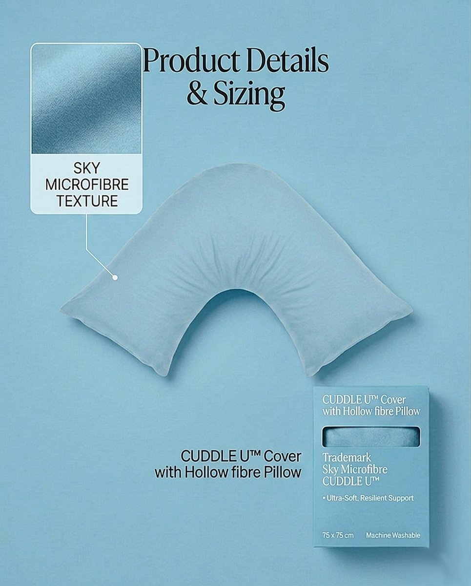 Rapee Cuddle U™ V-Shape Pillow & Microfibre Cover Set – 75 x 75 cm – Sky - Metro Singapore Departmental Store - Celebrating 69 Years in SG