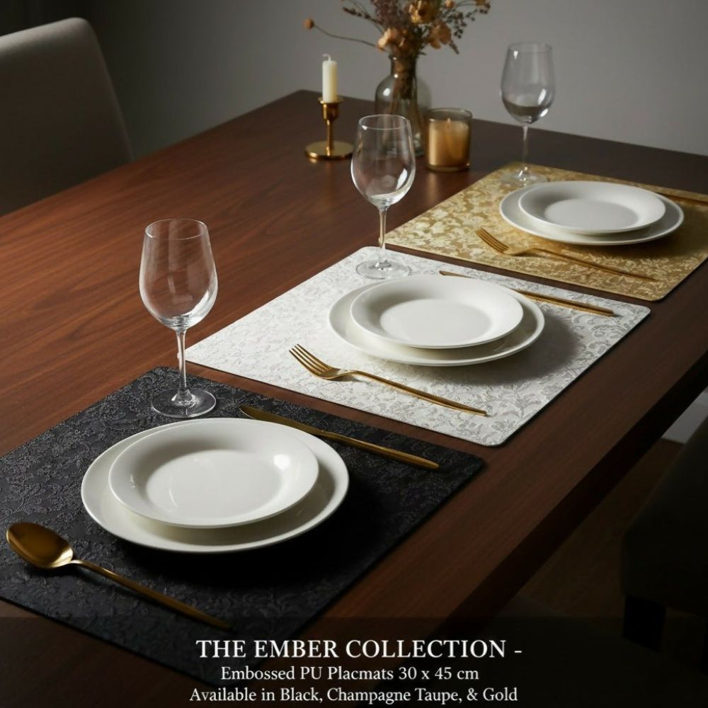 Rapee Ember Embossed PU Placemat – 30 x 45 cm – Black - Metro Singapore Departmental Store - Celebrating 69 Years in SG