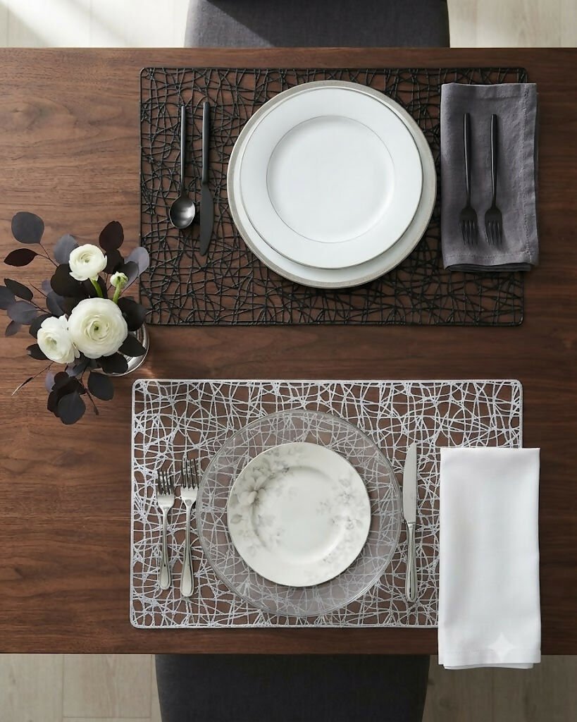 Rapee Fiesta Embossed PU Placemat – Scribble Design – 30 x 45 cm – White - Metro Singapore Departmental Store - Celebrating 69 Years in SG