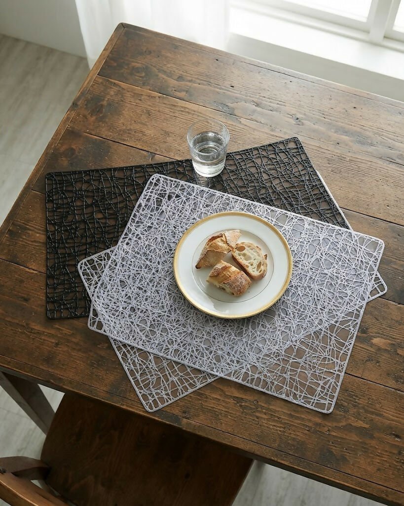 Rapee Fiesta Embossed PU Placemat – Scribble Design – 30 x 45 cm – White - Metro Singapore Departmental Store - Celebrating 69 Years in SG