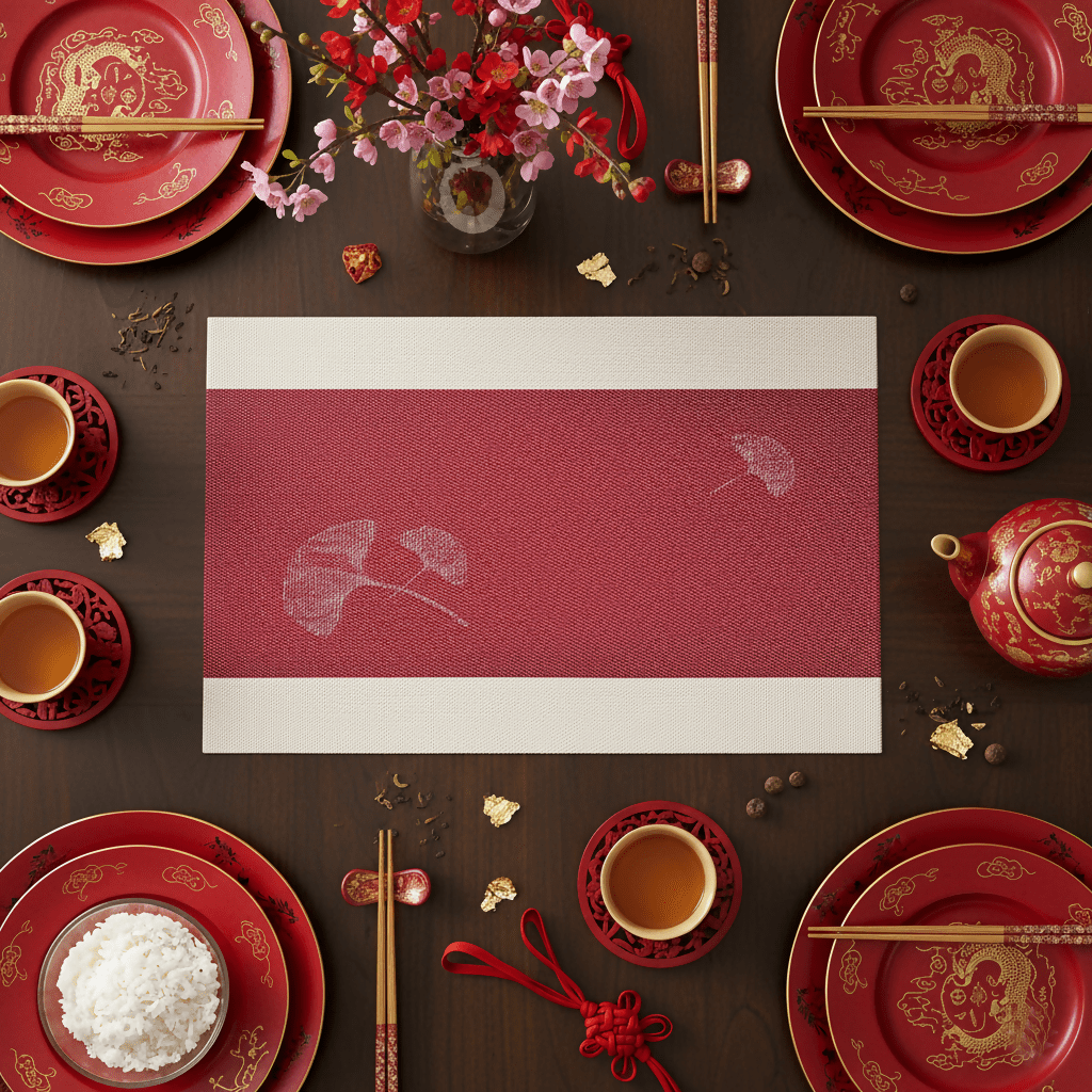 Rapee Fluer Placemat | Gingko Leaf Texilene - 30 x 45 cm, Red - Metro Singapore Departmental Store - Celebrating 69 Years in SG