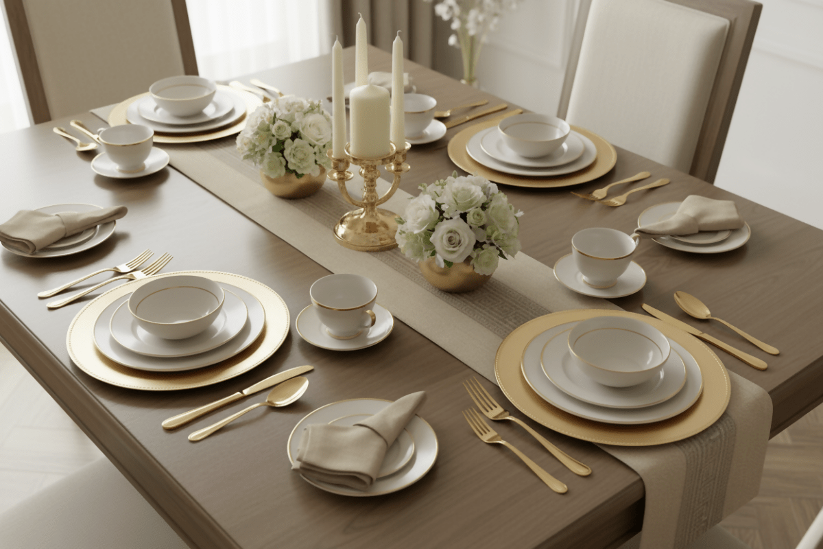 Rapee Greek Table Runner | Greek Key Texilene - 30 x 180 cm, Gold - Metro Singapore Departmental Store - Celebrating 69 Years in SG