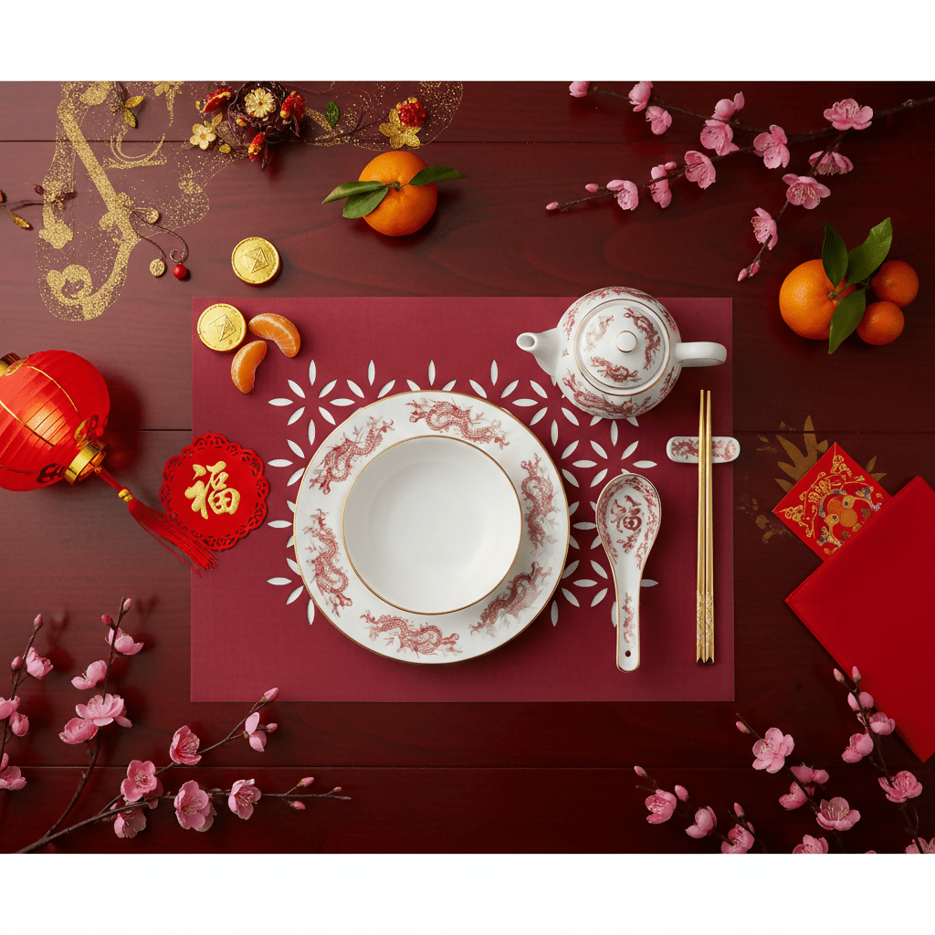 Rapee Morocco Petal Lasercut Placemat – Cationic Fabric – 33 x 45 cm – Red - Metro Singapore Departmental Store - Celebrating 69 Years in SG