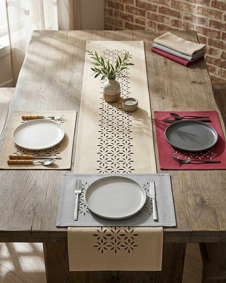 Rapee Morocco Petal Lasercut Placemat – Cationic Fabric – 33 x 45 cm – Red - Metro Singapore Departmental Store - Celebrating 69 Years in SG