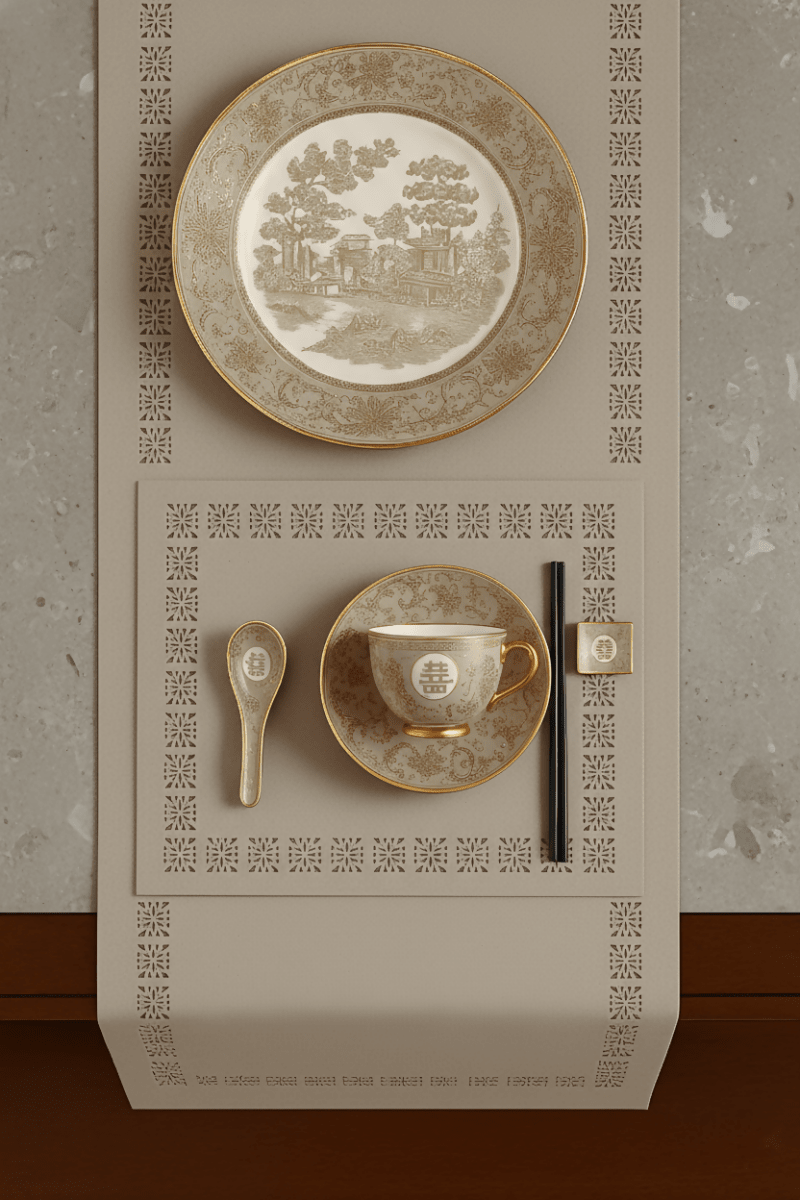 Rapee Mulan Table Runner | Laser - cut Cationic Fabric - 33 x 150 cm - Metro Singapore Departmental Store - Celebrating 69 Years in SG