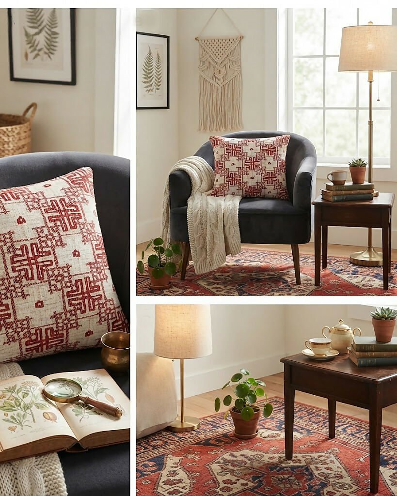 Rapee Orient Chinoiserie Woven Jacquard Cushion Cover – 45 x 45 cm – Red - Metro Singapore Departmental Store - Celebrating 69 Years in SG
