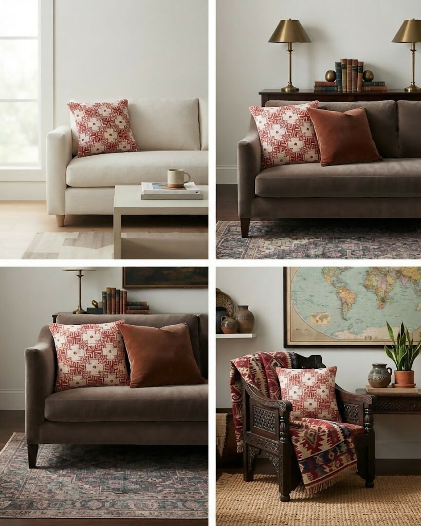 Rapee Orient Chinoiserie Woven Jacquard Cushion Cover – 45 x 45 cm – Red - Metro Singapore Departmental Store - Celebrating 69 Years in SG