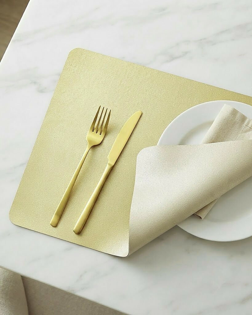Rapee Pave Reversible PU Placemat – Slight Shimmer – 33 x 45 cm – Yellow/Cream - Metro Singapore Departmental Store - Celebrating 69 Years in SG
