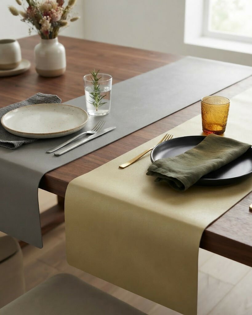 Rapee Pave Reversible PU Table Runner – Slight Shimmer – 33 x 135 cm – Yellow/Cream - Metro Singapore Departmental Store - Celebrating 69 Years in SG