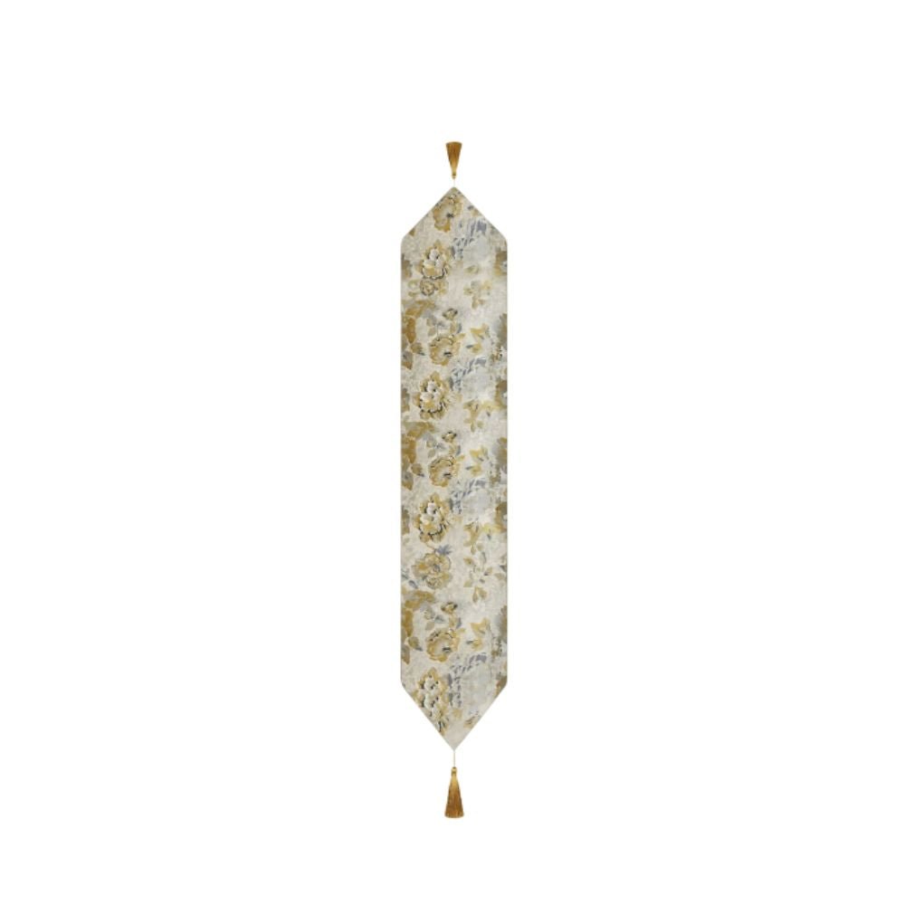 Rapee Peony Woven Jacquard Table Runner with Tassel – 33 x 180 cm – Yellow - Metro Singapore Departmental Store - Celebrating 69 Years in SG