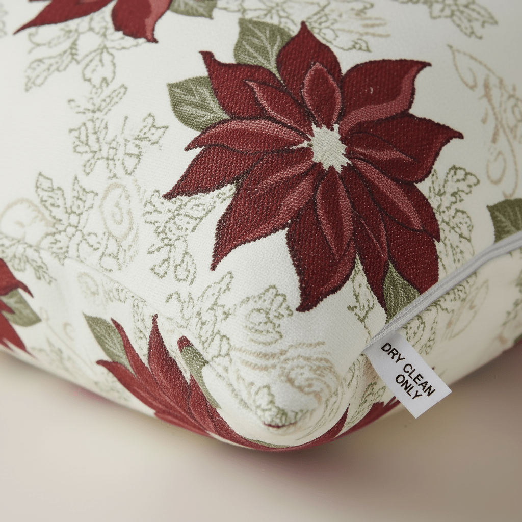 Rapee Poinsettia Cushion Cover | Double - sided Chenielle - 45 x 45 cm, Natural - Metro Singapore Departmental Store - Celebrating 69 Years in SG