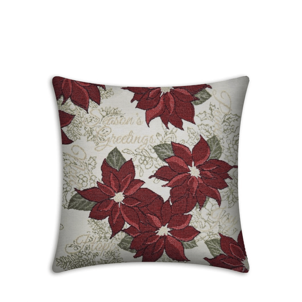 Rapee Poinsettia Cushion Cover | Double - sided Chenielle - 45 x 45 cm, Natural - Metro Singapore Departmental Store - Celebrating 69 Years in SG