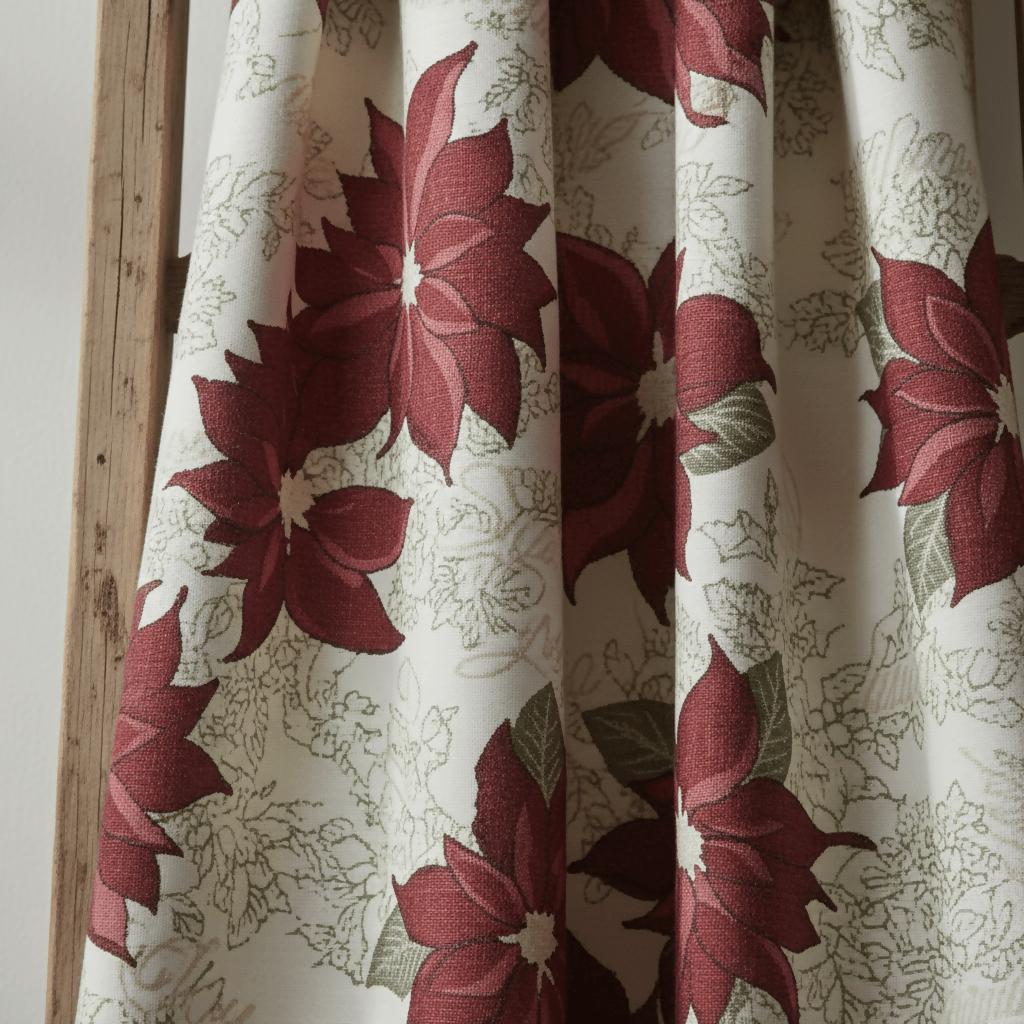 Rapee Poinsettia Cushion Cover | Double - sided Chenielle - 45 x 45 cm, Natural - Metro Singapore Departmental Store - Celebrating 69 Years in SG