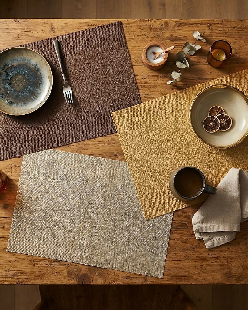 Rapee Puzzle Woven Texilene Placemat – Central Panel Design – 30 x 45 cm – Gold - Metro Singapore Departmental Store - Celebrating 69 Years in SG