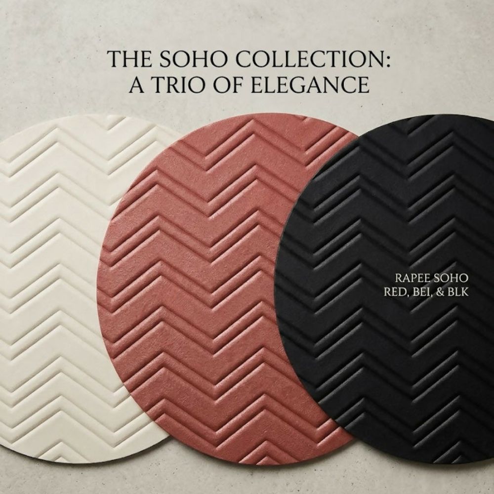 Rapee Soho PU Round Placemat – Textured Chevron Design – 38 x 38 cm – Black - Metro Singapore Departmental Store - Celebrating 69 Years in SG