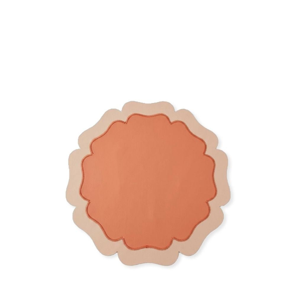 Rapee Tesla Scalloped PU Round Placemat – 38 x 38 cm – Orange - Metro Singapore Departmental Store - Celebrating 69 Years in SG