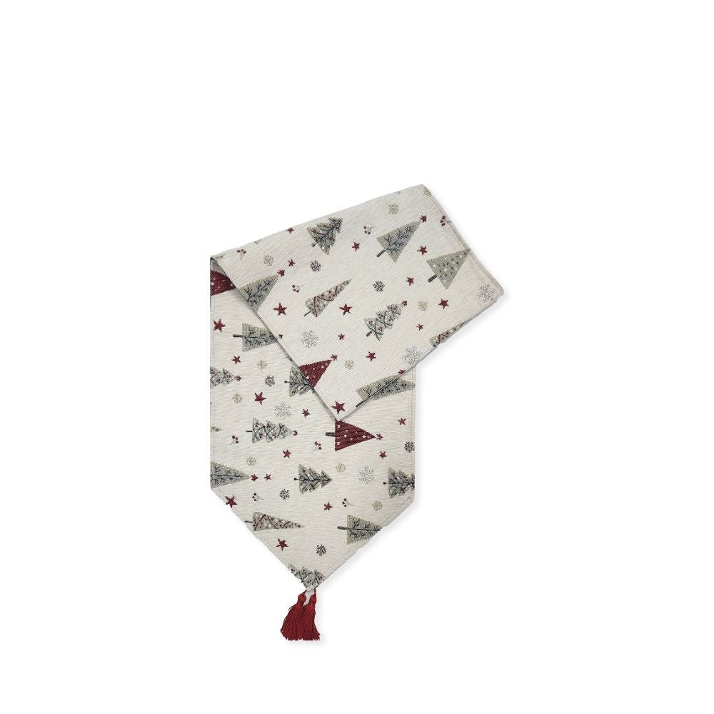 Rapee Tree Rich Woven Chenille Table Runner with Tassel – 33 x 180 cm – Natural - Metro Singapore Departmental Store - Celebrating 69 Years in SG