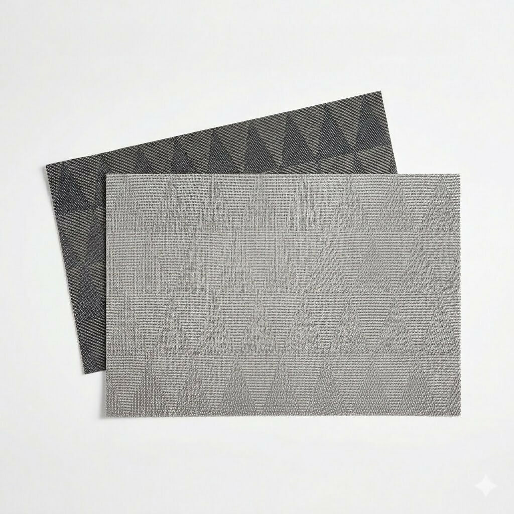 Rapee Tri Woven Texilene Placemat – Tonal Pyramid Design – 30 x 45 cm – Grey - Metro Singapore Departmental Store - Celebrating 69 Years in SG