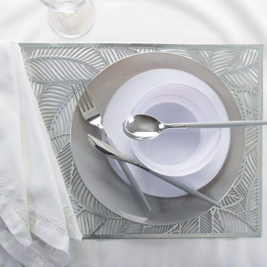 Rapee Twine Placemat | Lasercut Vinyl - 30 x 45 cm, Silver - Metro Singapore Departmental Store - Celebrating 69 Years in SG