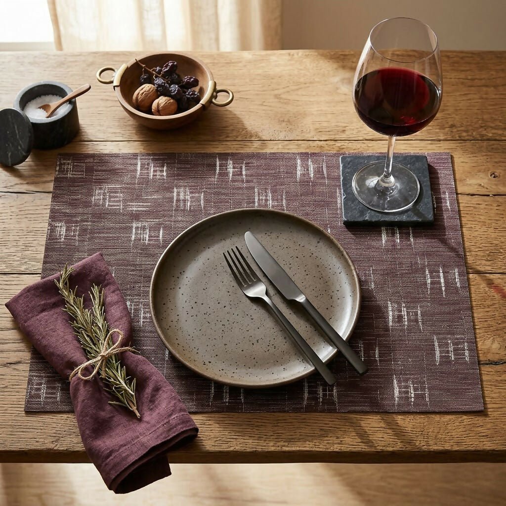 Rapee Viking Placemat | Woven Vinyl Texilene - 33 x 45 cm, Wine - Metro Singapore Departmental Store - Celebrating 69 Years in SG