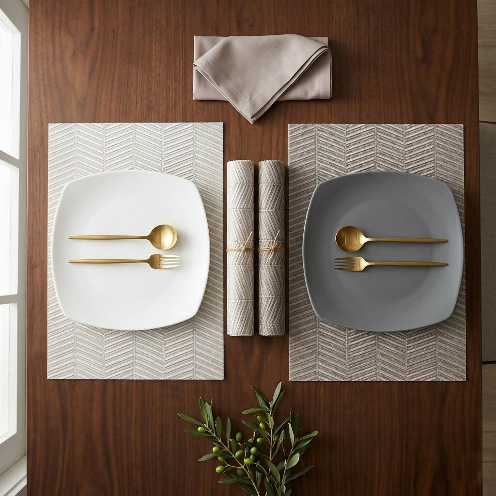 Rapee Yukon Placemat | Woven Vinyl Texilene - 30 x 45 cm, Taupe - Metro Singapore Departmental Store - Celebrating 69 Years in SG