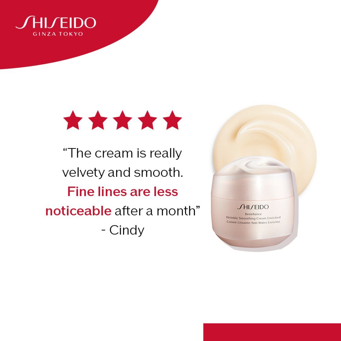 Shiseido Benefiance Wrinkle Smoothing Cream Enriched 50ml - Metro Singapore Departmental Store - Celebrating 69 Years in SG