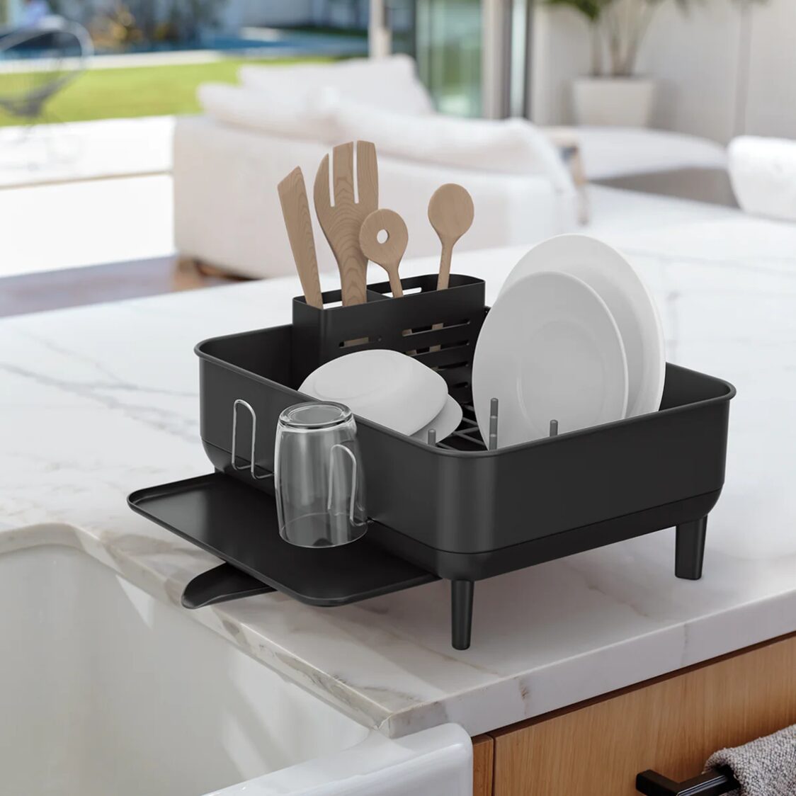 Simplehuman Compact Dishrack Matte Black KT1207 - Metro Singapore Departmental Store - Celebrating 69 Years in SG