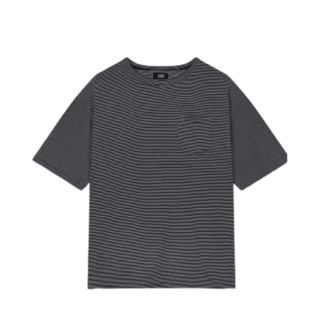 Studio Tomboy Hem String One Pocket Stripe T-Shirt - Black - Metro Singapore Departmental Store - Celebrating 69 Years in SG