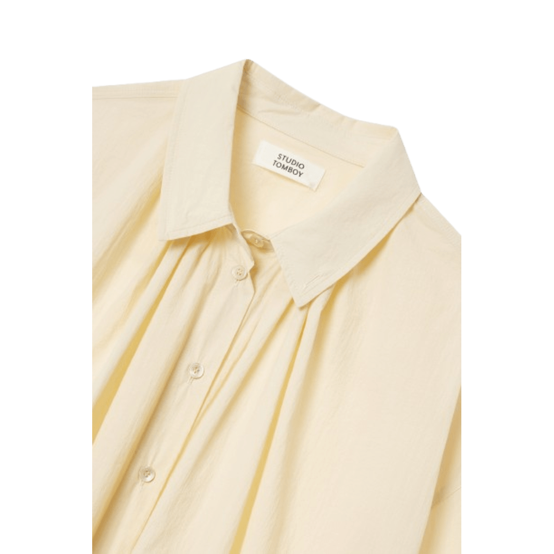 Studio Tomboy Neck Shirring Short Sleeve Shirt - Cream - Metro Singapore Departmental Store - Celebrating 69 Years in SG