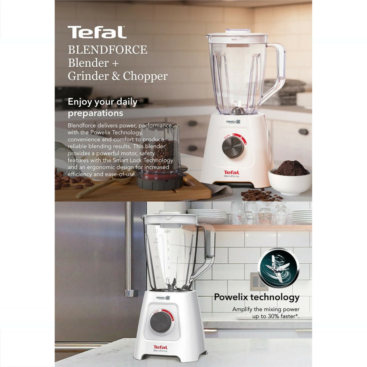 Tefal 600W Blender Blendforce With Grinder, Chopper & Spatula (BL4291) - Metro Singapore Departmental Store - Celebrating 69 Years in SG