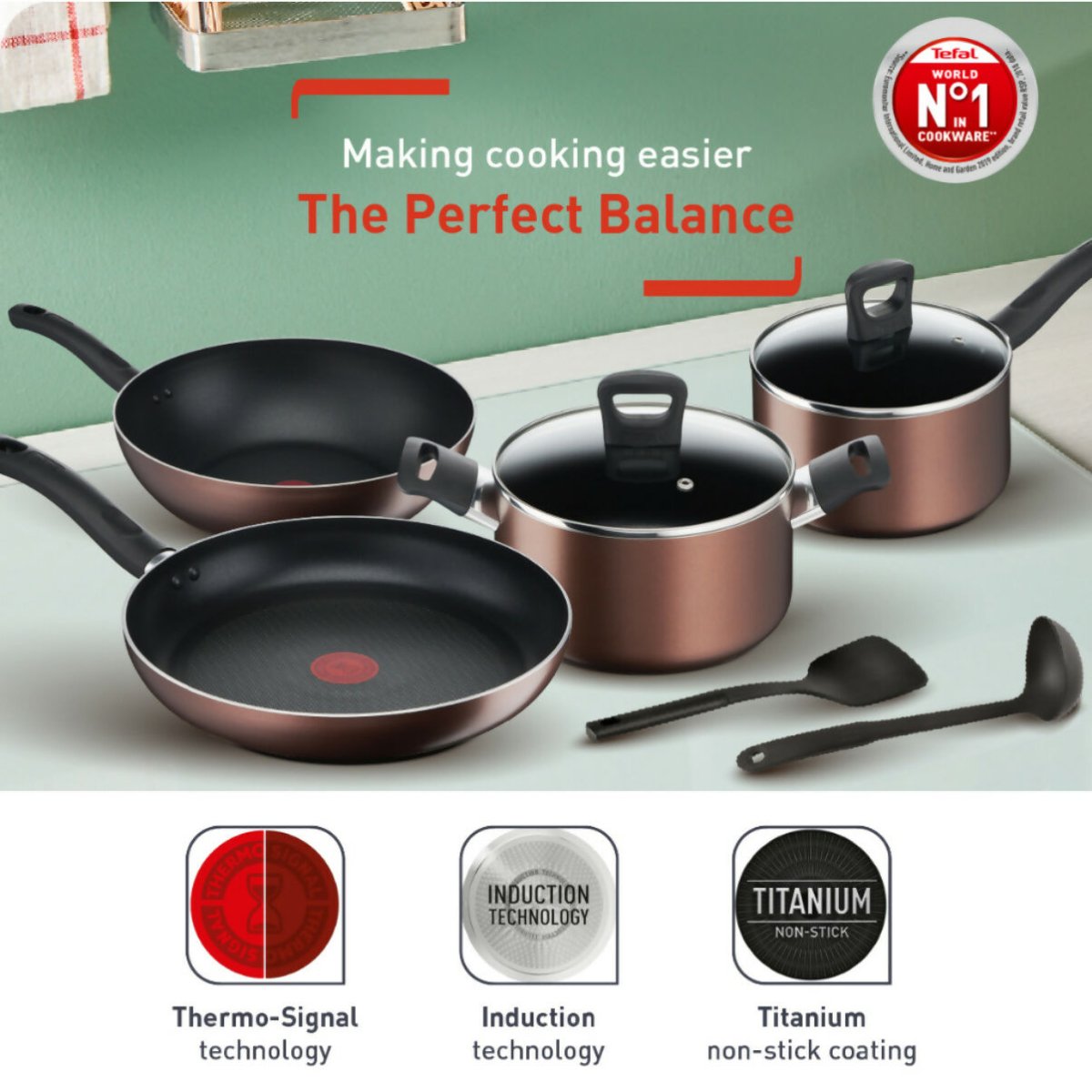 Tefal Day by Day IH 8 - pc Cookware Set (Induction) (G143S8) - Metro Singapore Departmental Store - Celebrating 69 Years in SG
