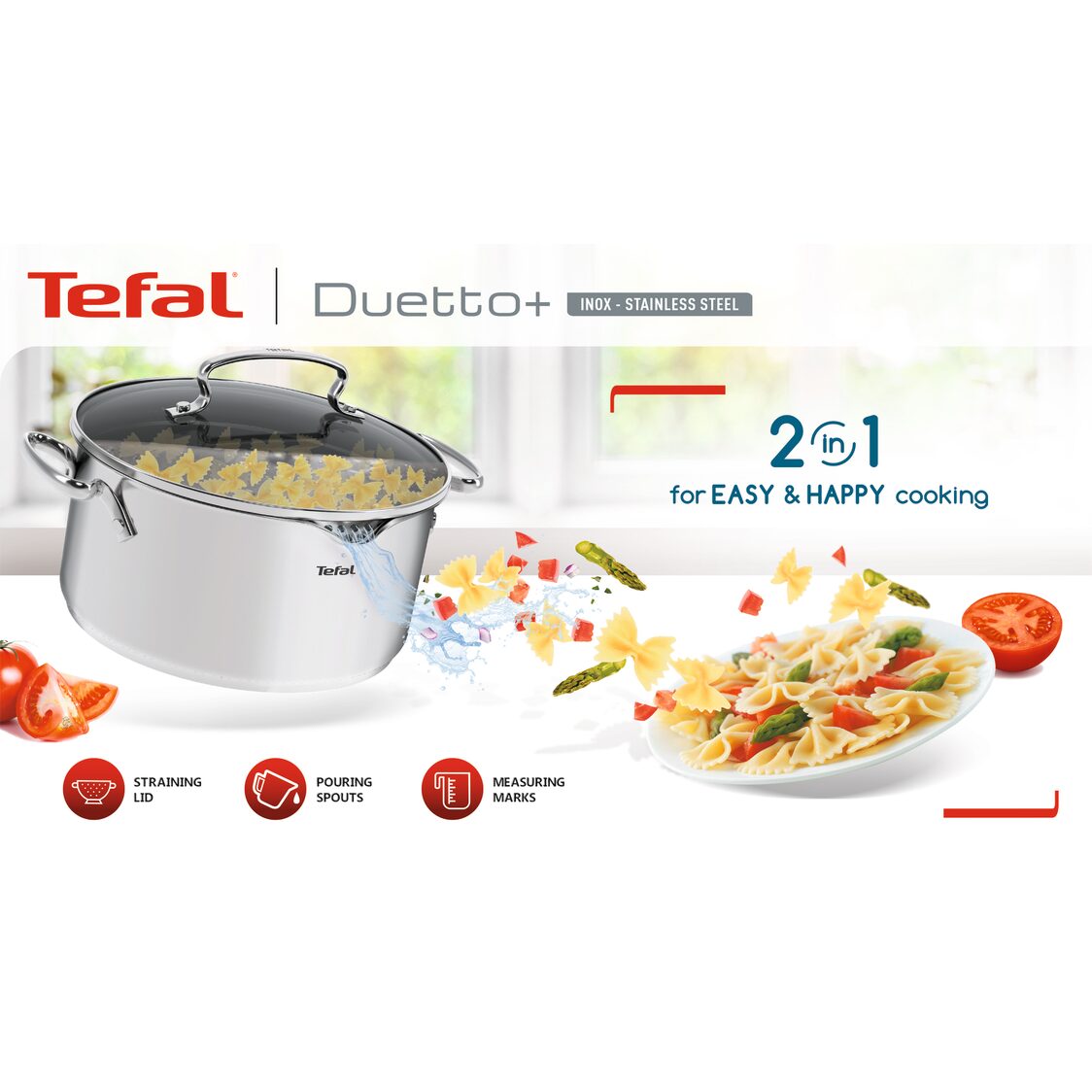 Tefal Duetto+ Stainless Steel Stew Pot With Lid - Metro Singapore Departmental Store - Celebrating 69 Years in SG