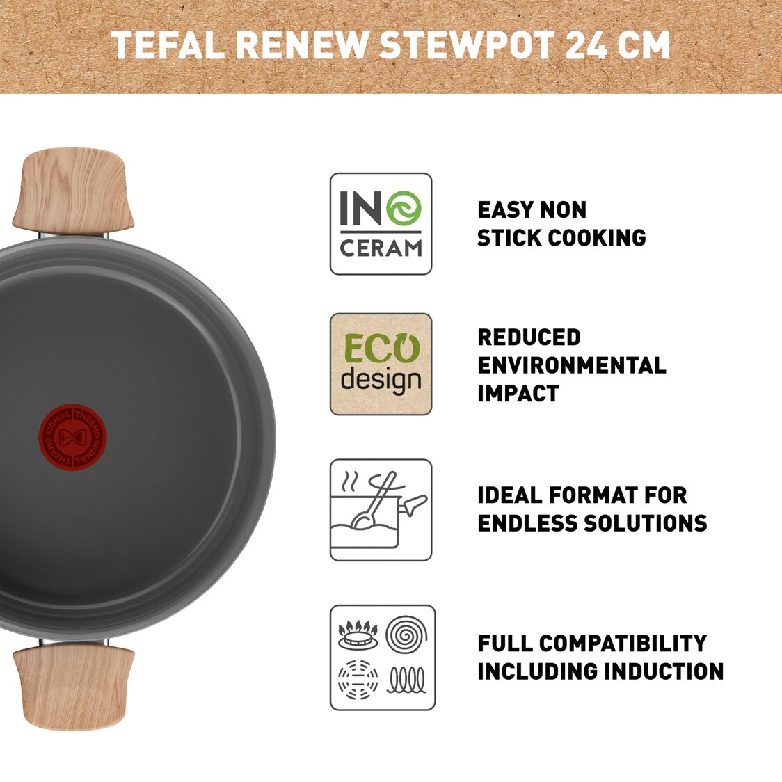 Tefal Renew IH Stewpot 24cm with Lid C42546 - Metro Singapore Departmental Store - Celebrating 69 Years in SG