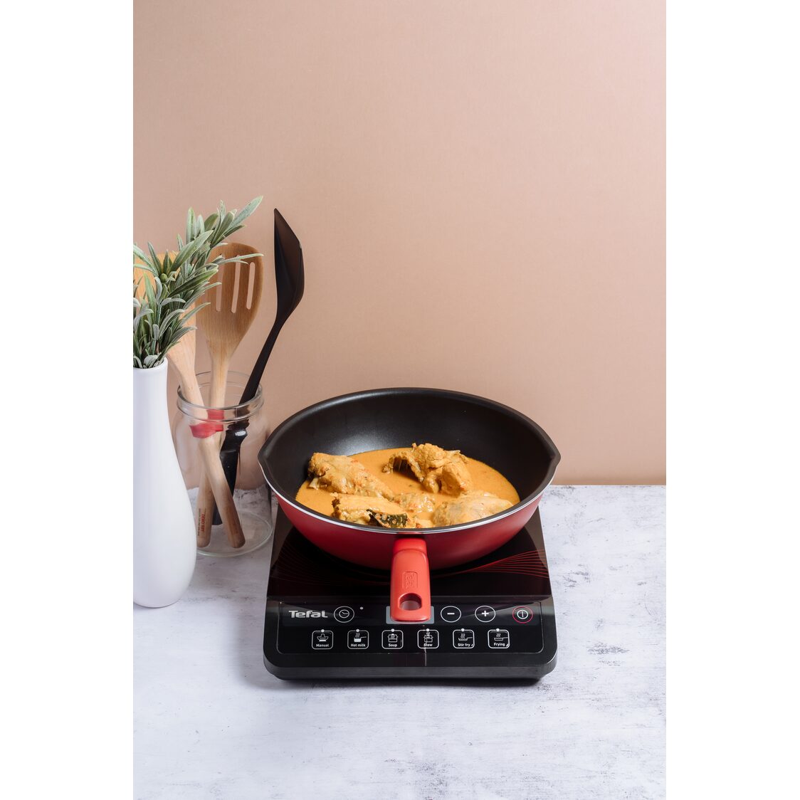 Tefal So Chef Induction Wok Pan 32cm with Glass Lid G13598 - Metro Singapore Departmental Store - Celebrating 69 Years in SG